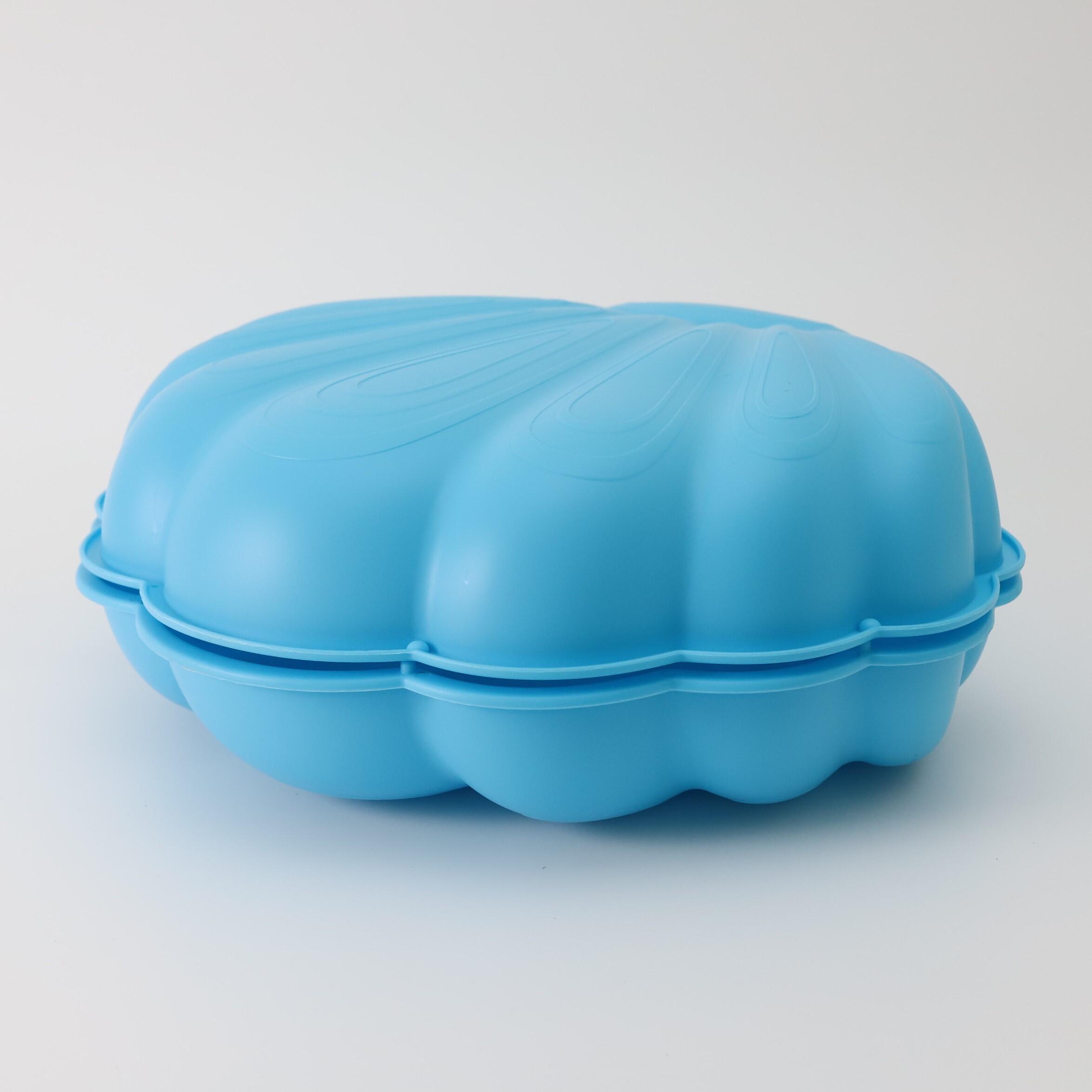 Kinderen Tuin Zandbak mini plastic 2-delig schelp met deksel Mini Shell Blauw 7/7