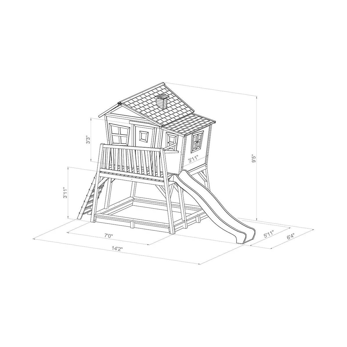 AXI Maisonnette MAX Brun Vert avec toboggan et bac à sable 3/3