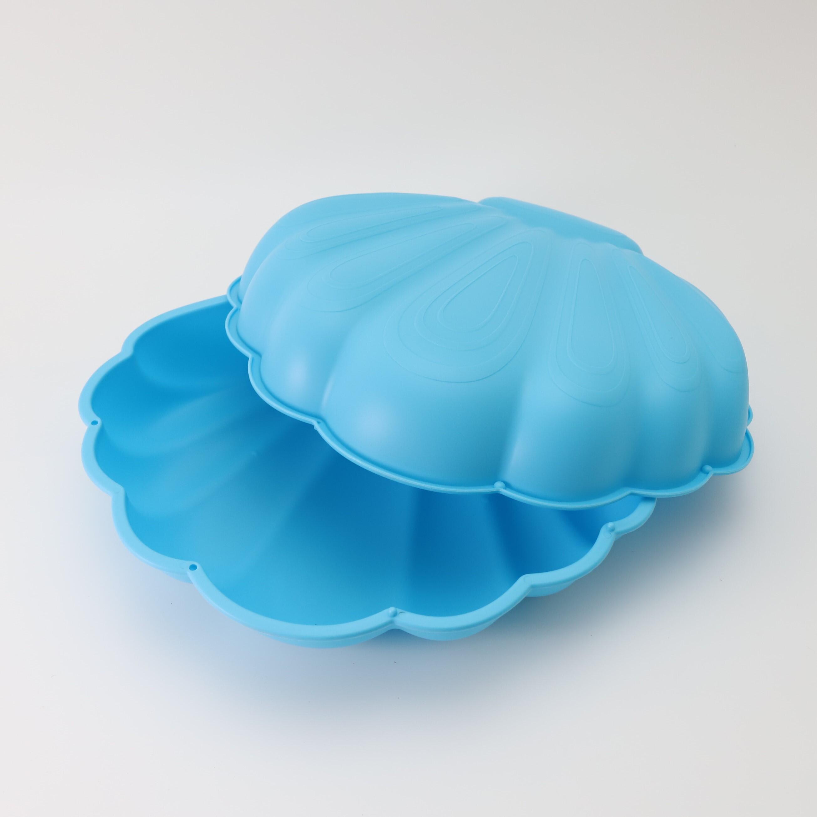 Kinderen Tuin Zandbak mini plastic 2-delig schelp met deksel Mini Shell Blauw 6/7