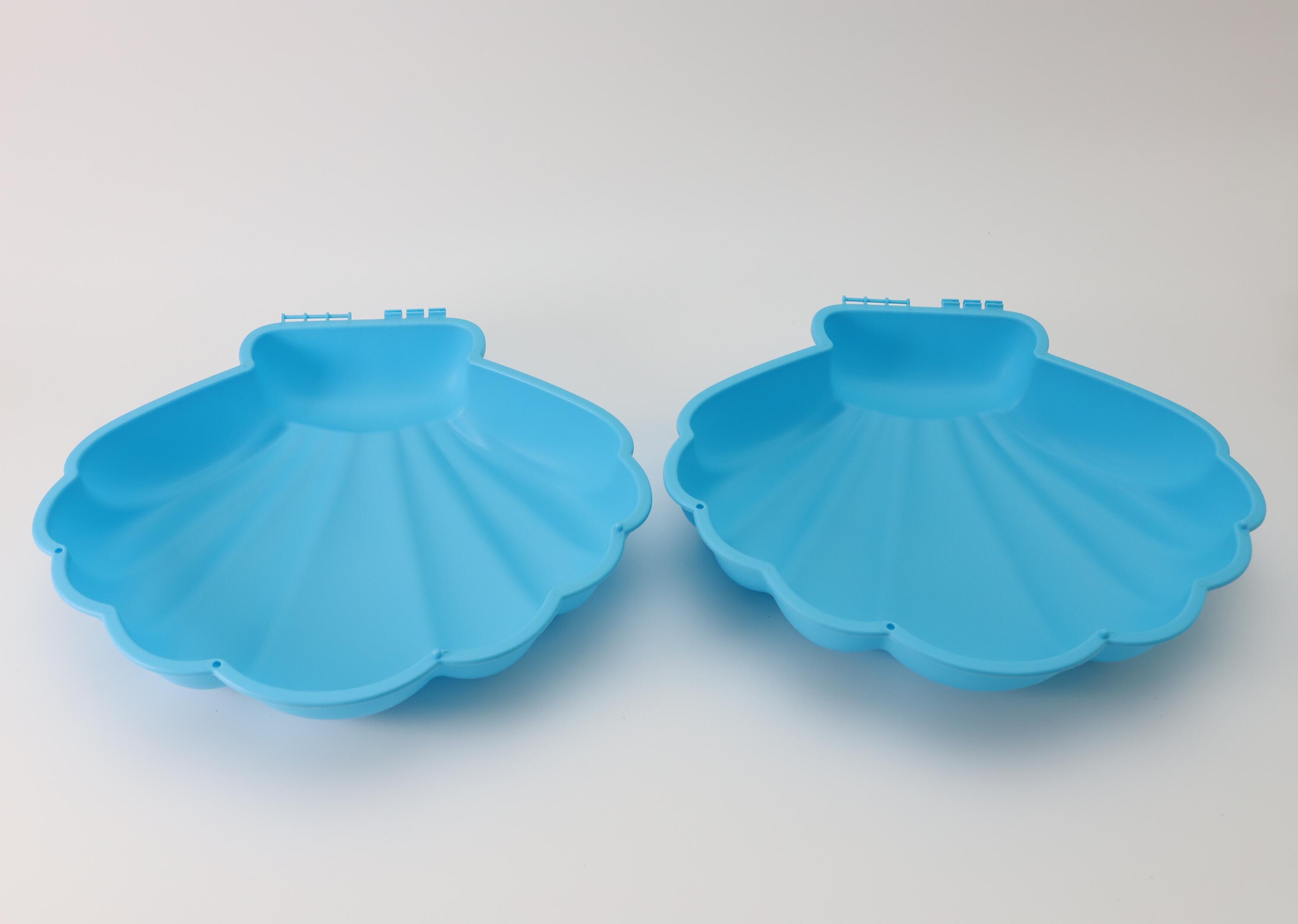 Kinderen Tuin Zandbak mini plastic 2-delig schelp met deksel Mini Shell Blauw 5/7