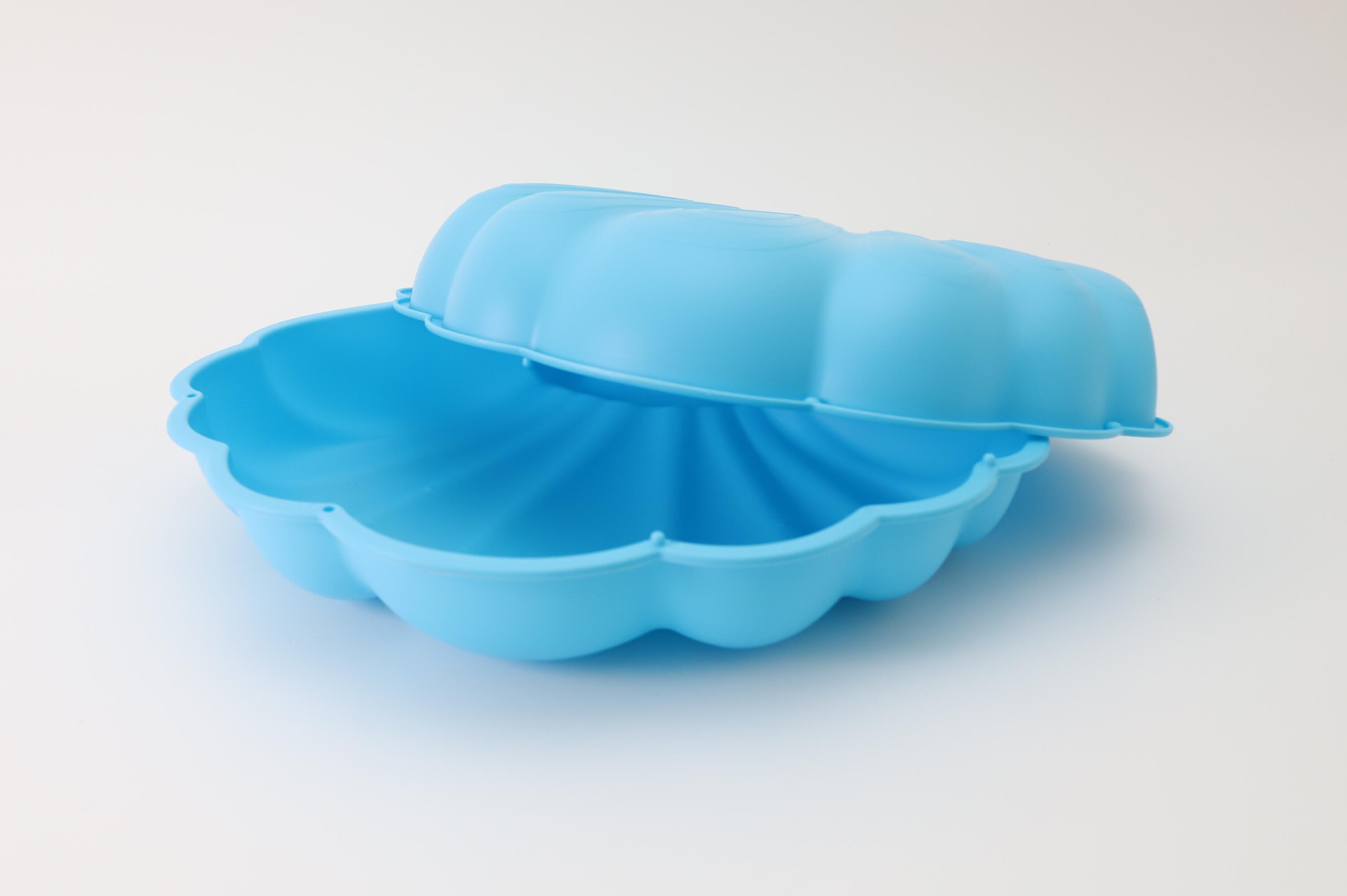 Kinderen Tuin Zandbak mini plastic 2-delig schelp met deksel Mini Shell Blauw 4/7