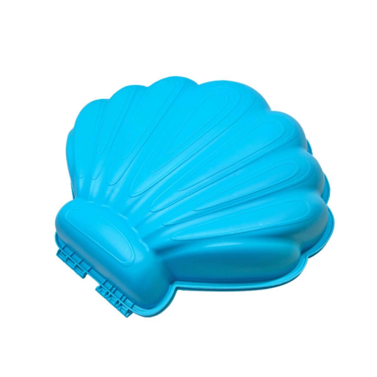 Kinderen Tuin Zandbak mini plastic 2-delig schelp met deksel Mini Shell Blauw 2/7