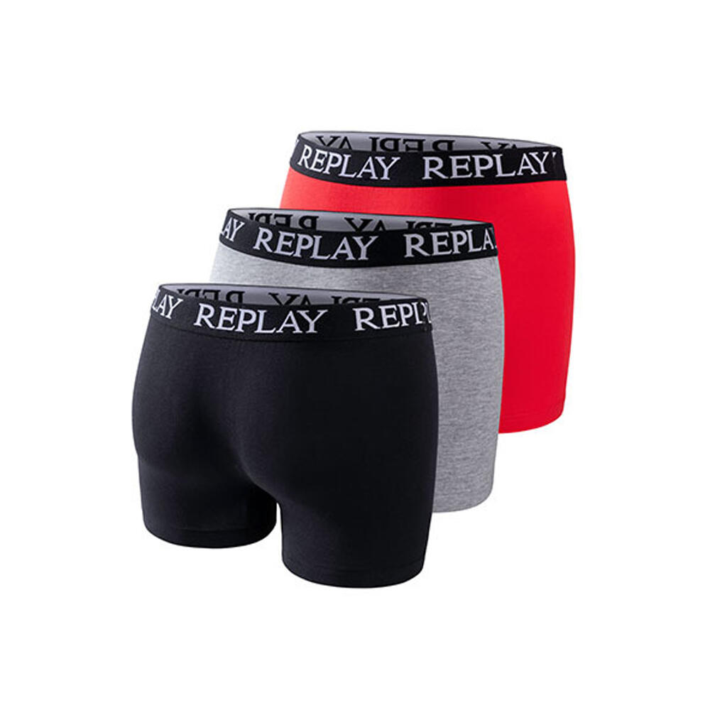 Mens Logo Boxer Shorts (Pack of 3) (Black/Grey Melange/Red)