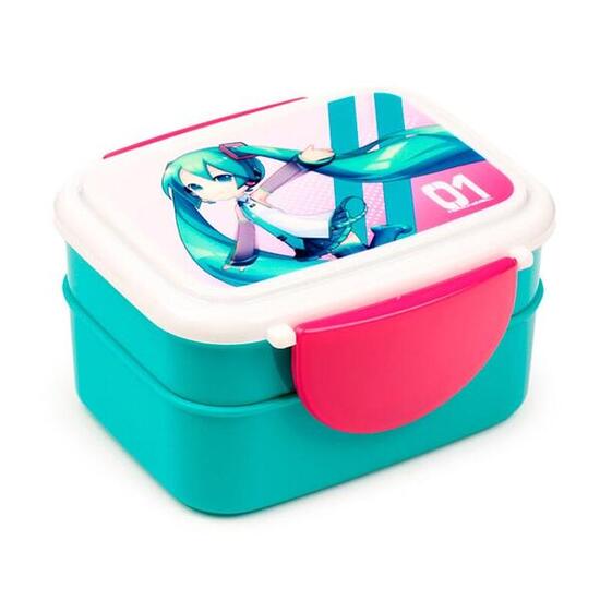 Hatsune Miku Kinder-Sandwichbox mit türkisfarbenem Polypropylen-Besteck