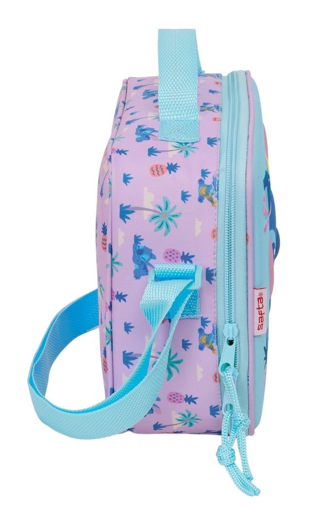 Bolsa Nevera Infantil Stitch 3D con Forro de Aluminio Azul y Rosa 3/4
