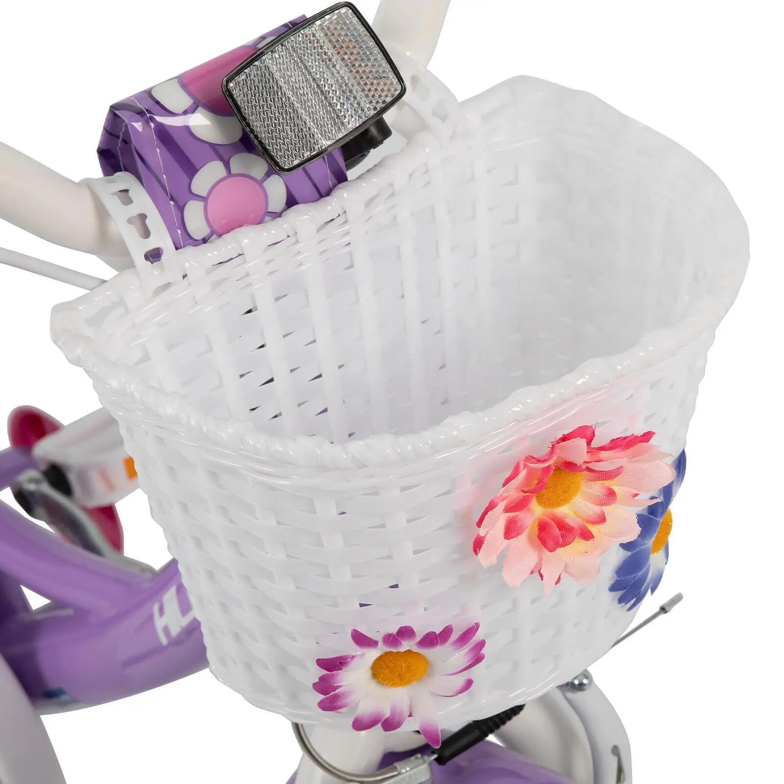 Niña bici 12/14/16", ruedas aux, doble freno, cesta delantera 6/6