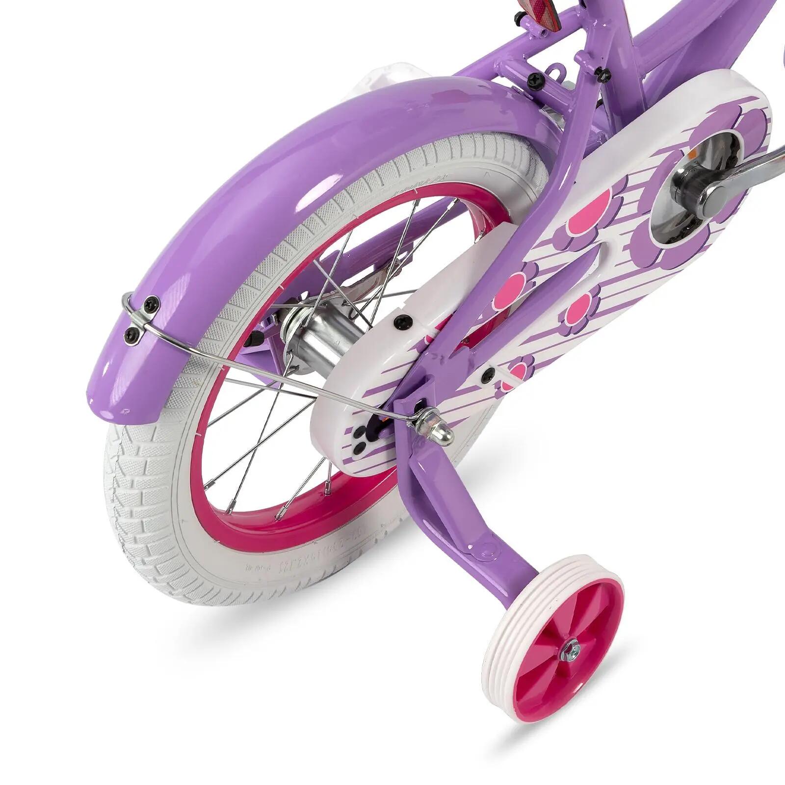Niña bici 12/14/16", ruedas aux, doble freno, cesta delantera 5/6