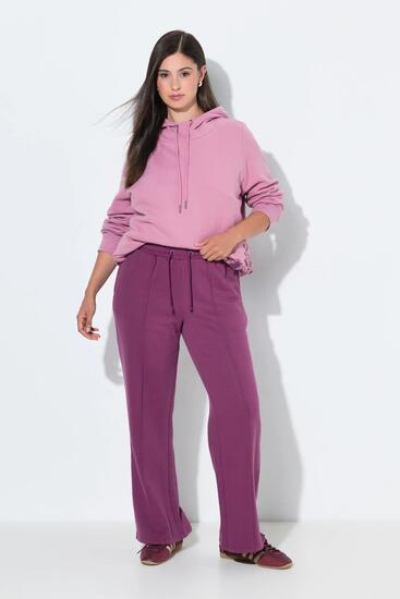 Femme Pantalon de jogging large à taille élastique et passepoil