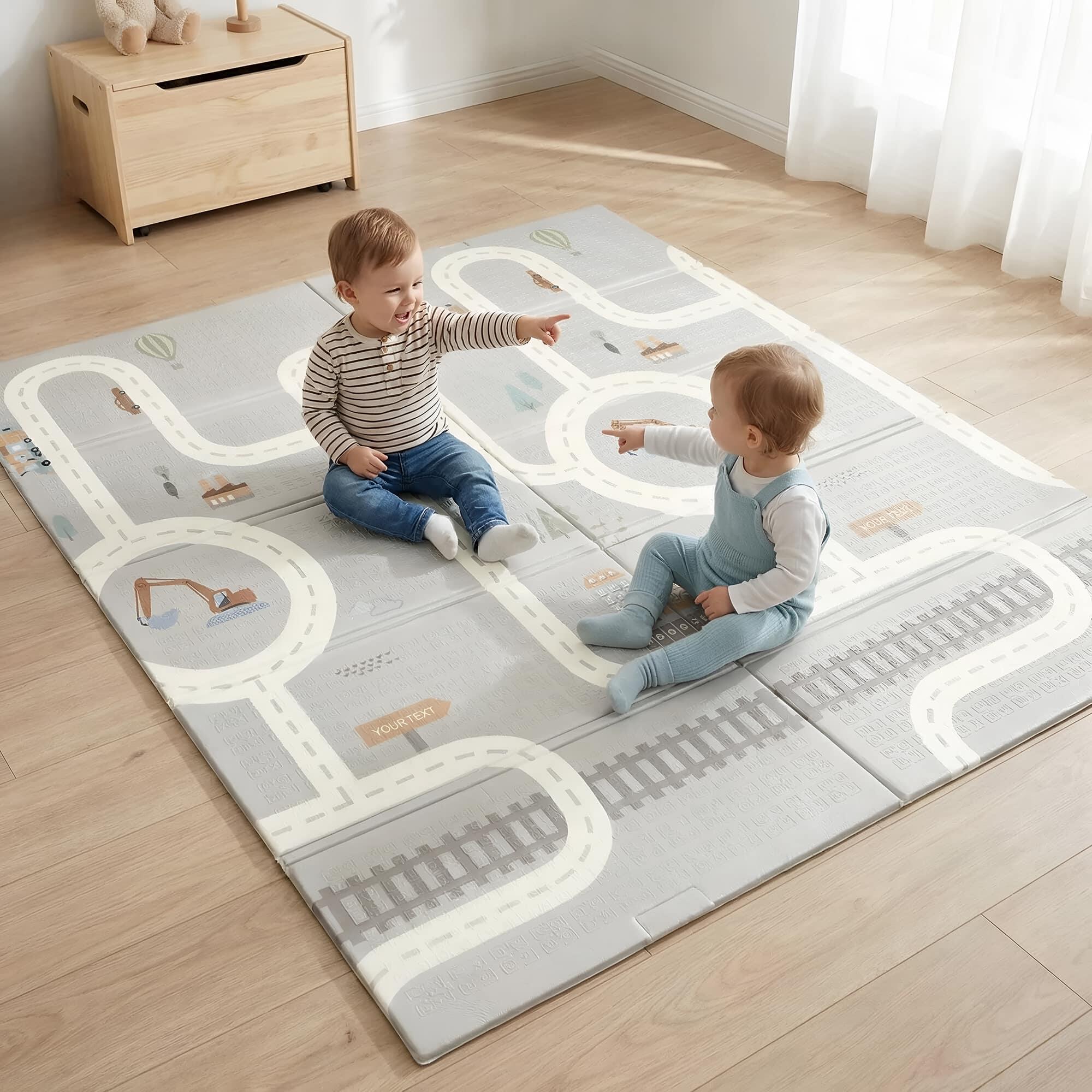 Kinder Spielmatte 150x180x1cm faltbar XPE Schaumstoff Numbers/Road Bunt 5/7