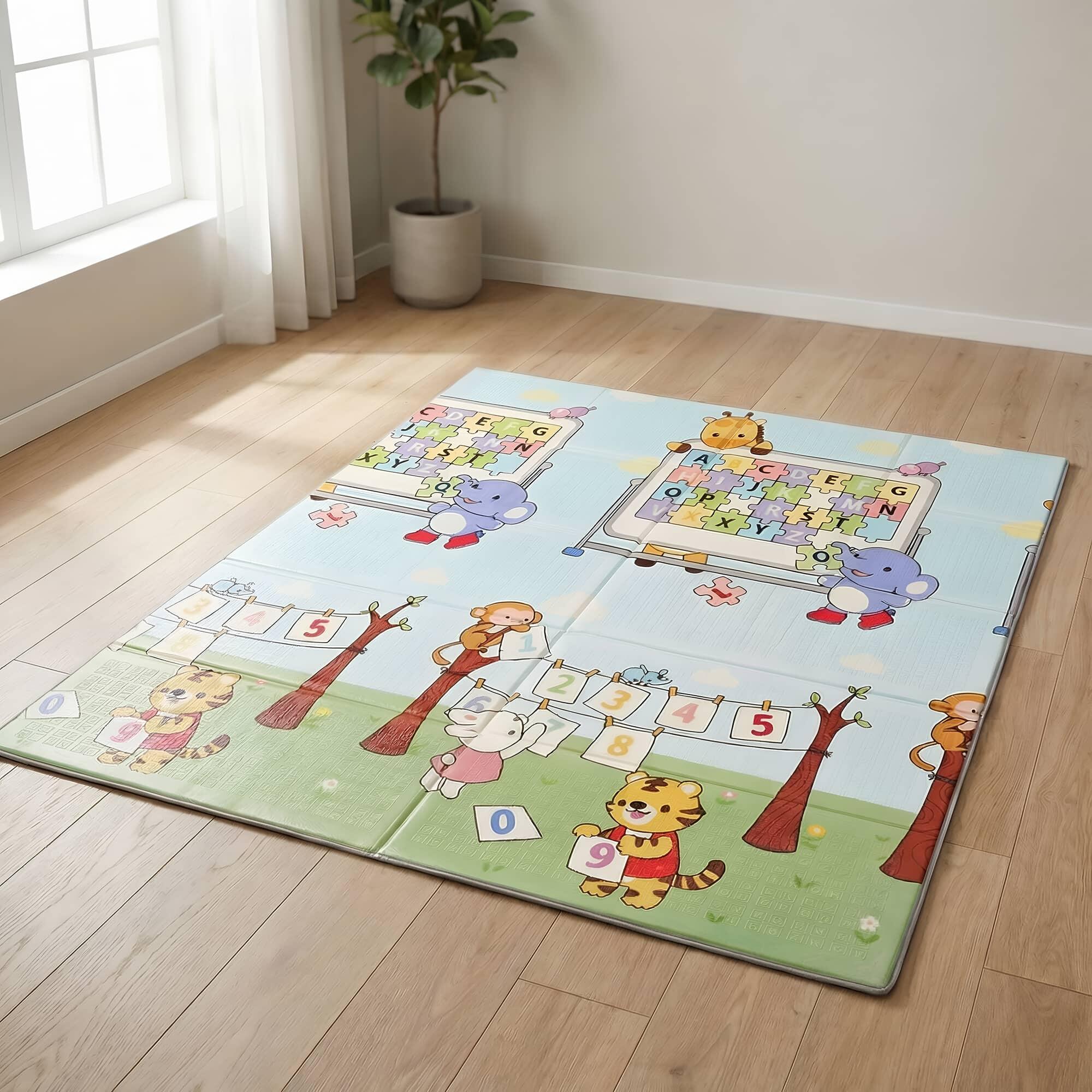 Kinder Spielmatte 150x180x1cm faltbar XPE Schaumstoff Numbers/Road Bunt 4/7