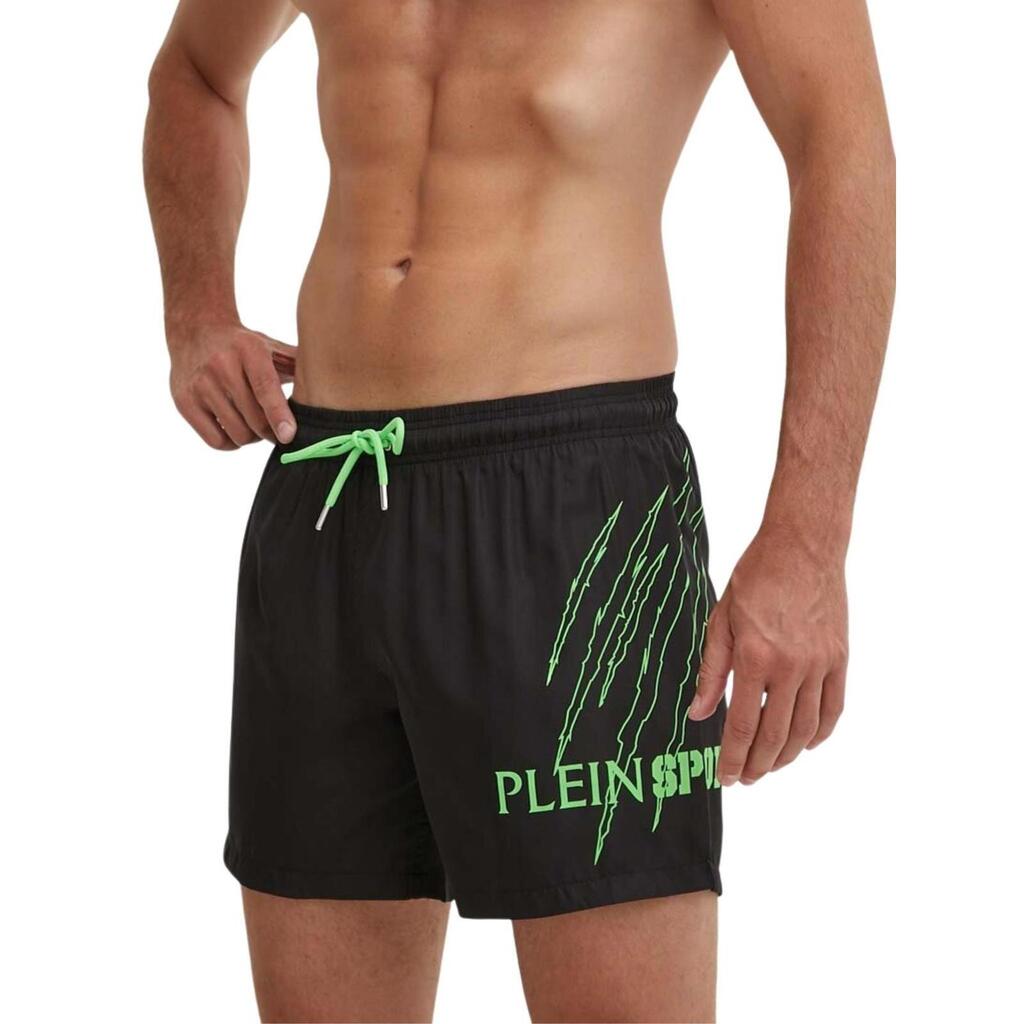 Mens Graphic Swim Shorts (Black/Green)