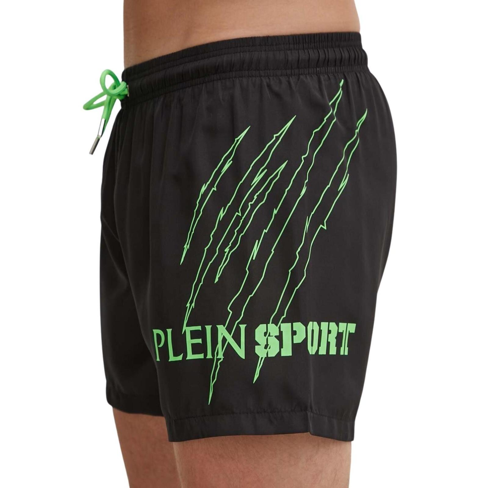 Short De Bain Motif/style Graphique Homme (Noir / Vert) 2/3