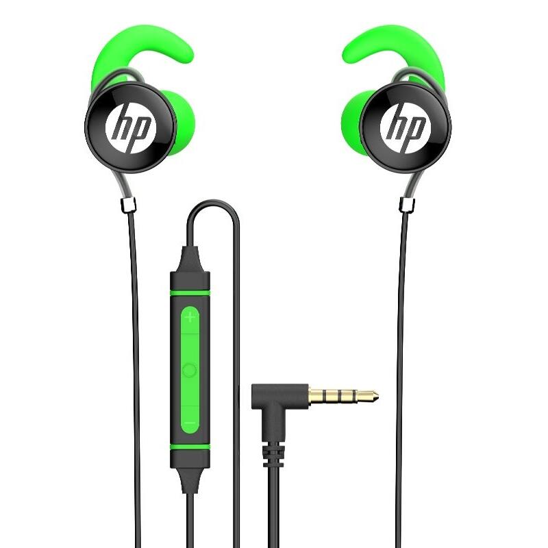 HP DHE-7004 Earphones with Microphone Black/Green