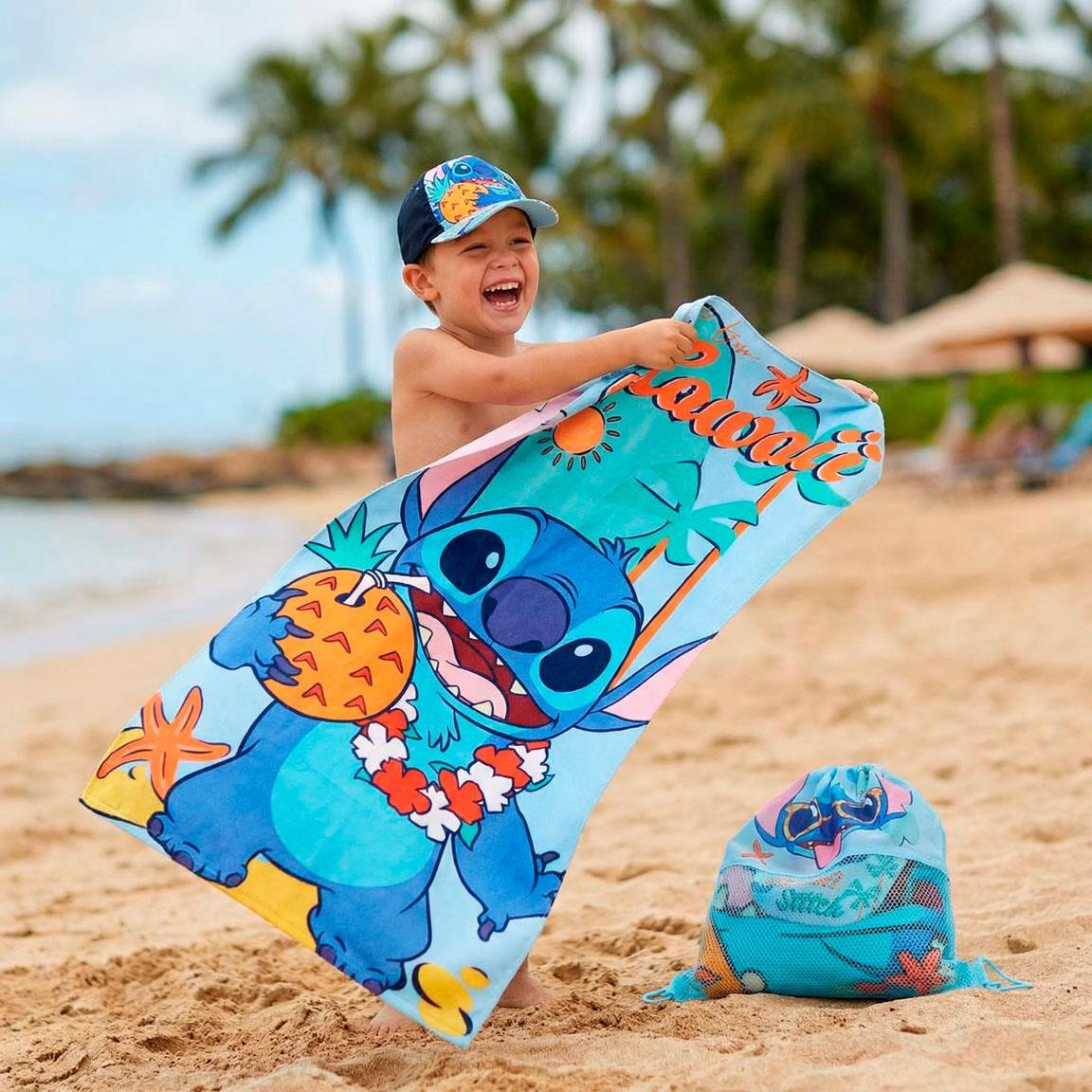 Set de Toalla de Playa Infantil Stitch con Saquito de Rejilla Multicolor 6/6