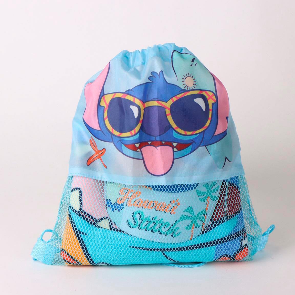 Set de Toalla de Playa Infantil Stitch con Saquito de Rejilla Multicolor 2/6