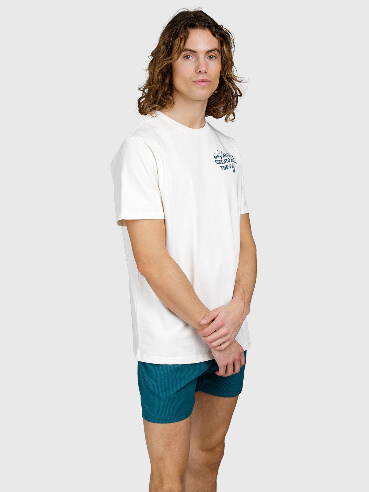 Ittalo Herren T-Shirt Mode Normale Passform Rundhalsausschnitt Snow 3/4