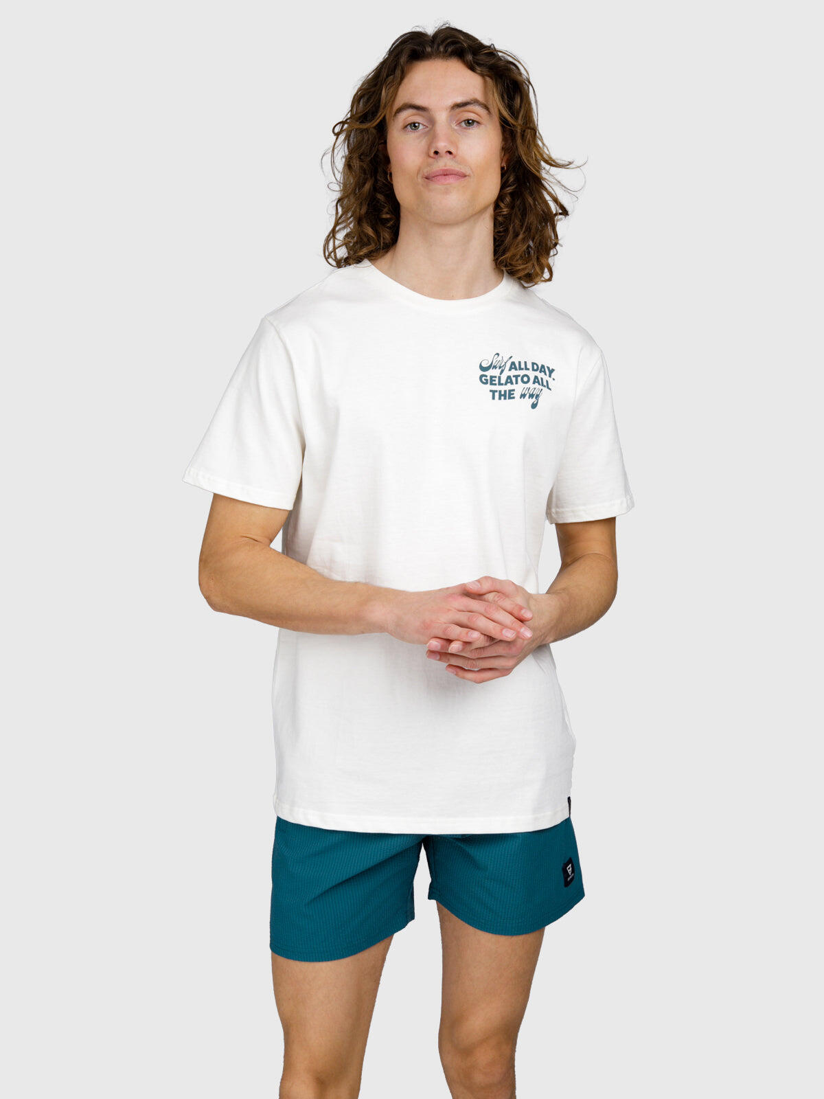 Ittalo Herren T-Shirt Mode Normale Passform Rundhalsausschnitt Snow 2/4