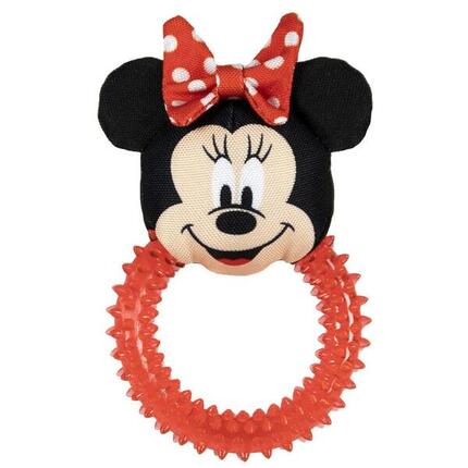 Minnie-Maus-Kauspielzeug für Hunde, Gummiring mit Stacheln und Plüschtier, rot