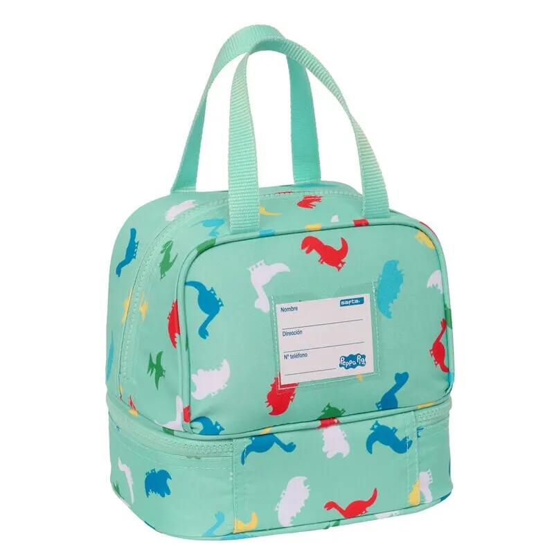 Sac à lunch pour enfants George avec double compartiment et poignées vert menthe 2/3