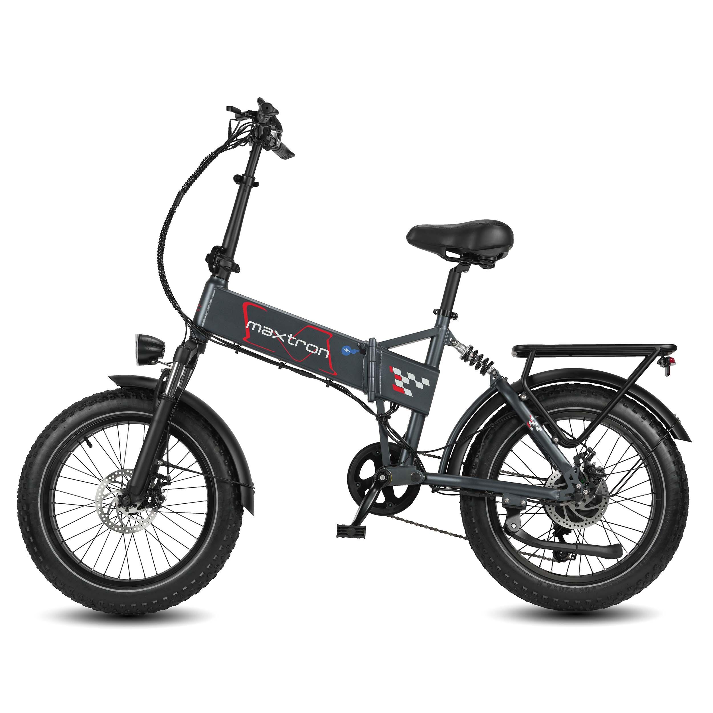 Maxtron Polaris opvouwbare elektrische fiets, dubbele vering en Shimano 2/7