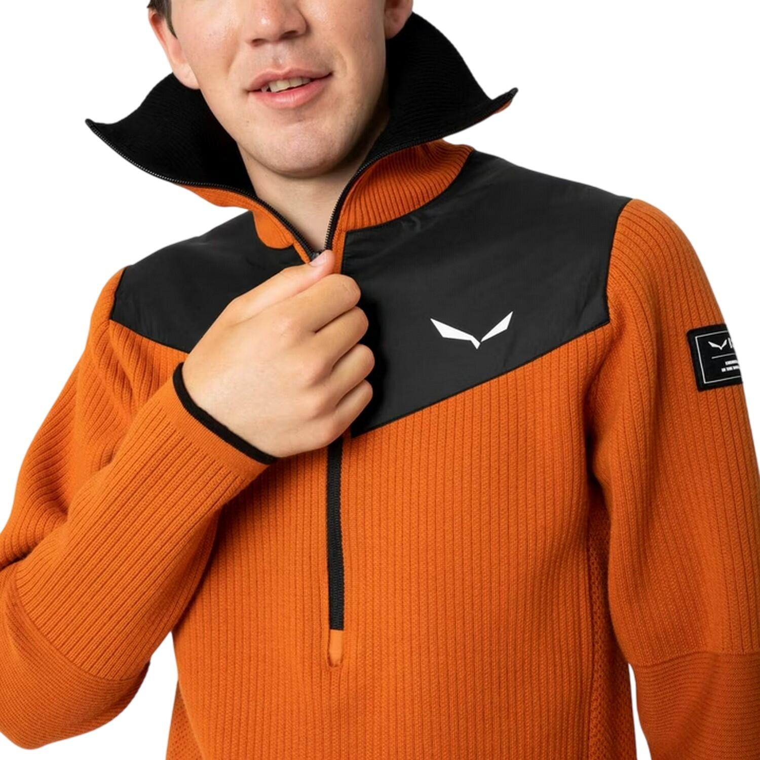 Mens Zip Neck Regular LongSleeved Jumper (Brown/Black) 4/6