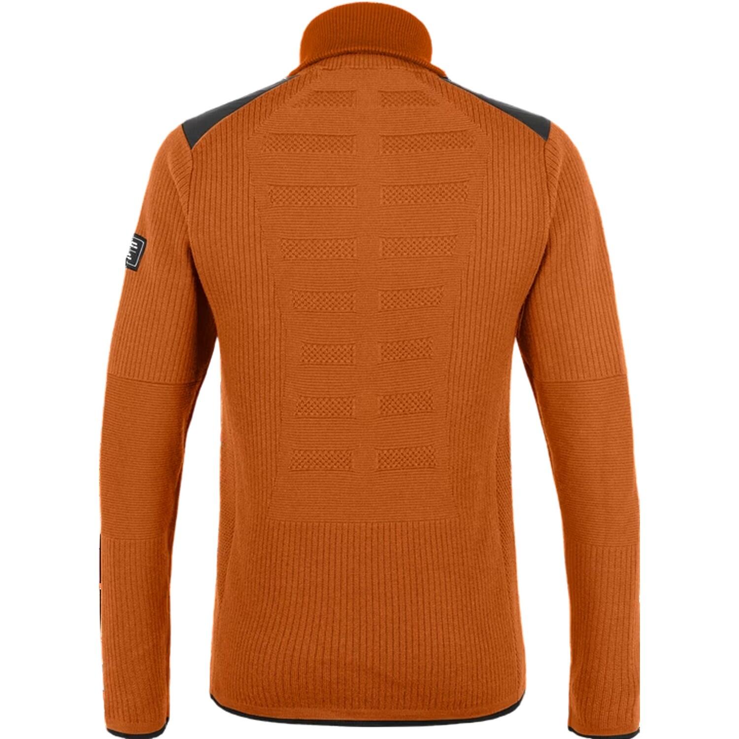 Mens Zip Neck Regular LongSleeved Jumper (Brown/Black) 3/6