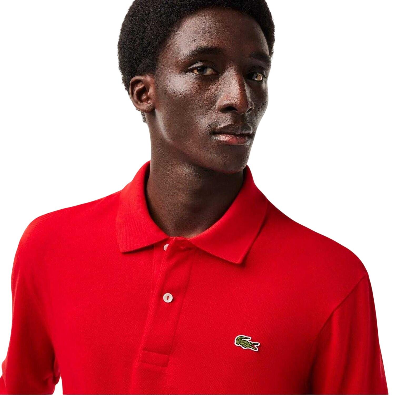 Polo de Pique de Manga Larga para Hombre Rojo 3/3