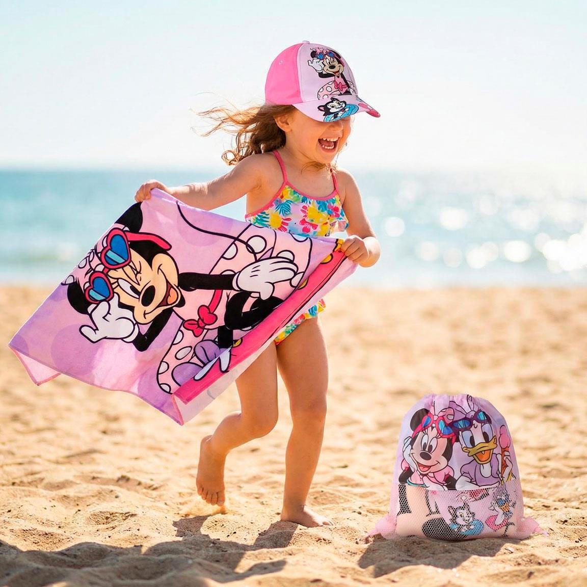Set de Toalla Infantil Minnie con Saquito de Rejilla y Estampado Rosa 6/6