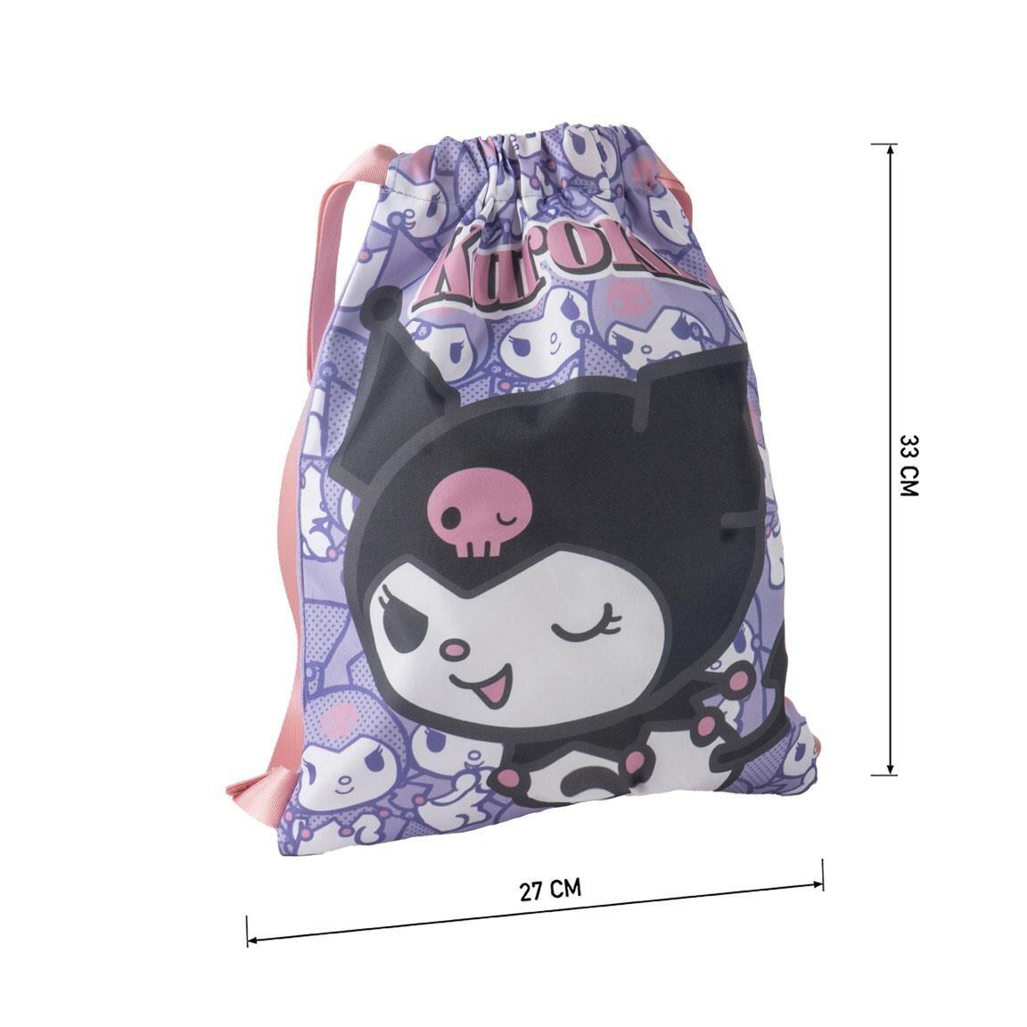 Saco Mochila Infantil Hello Kitty Kuromi de Poliéster con Cordón Morado 6/7