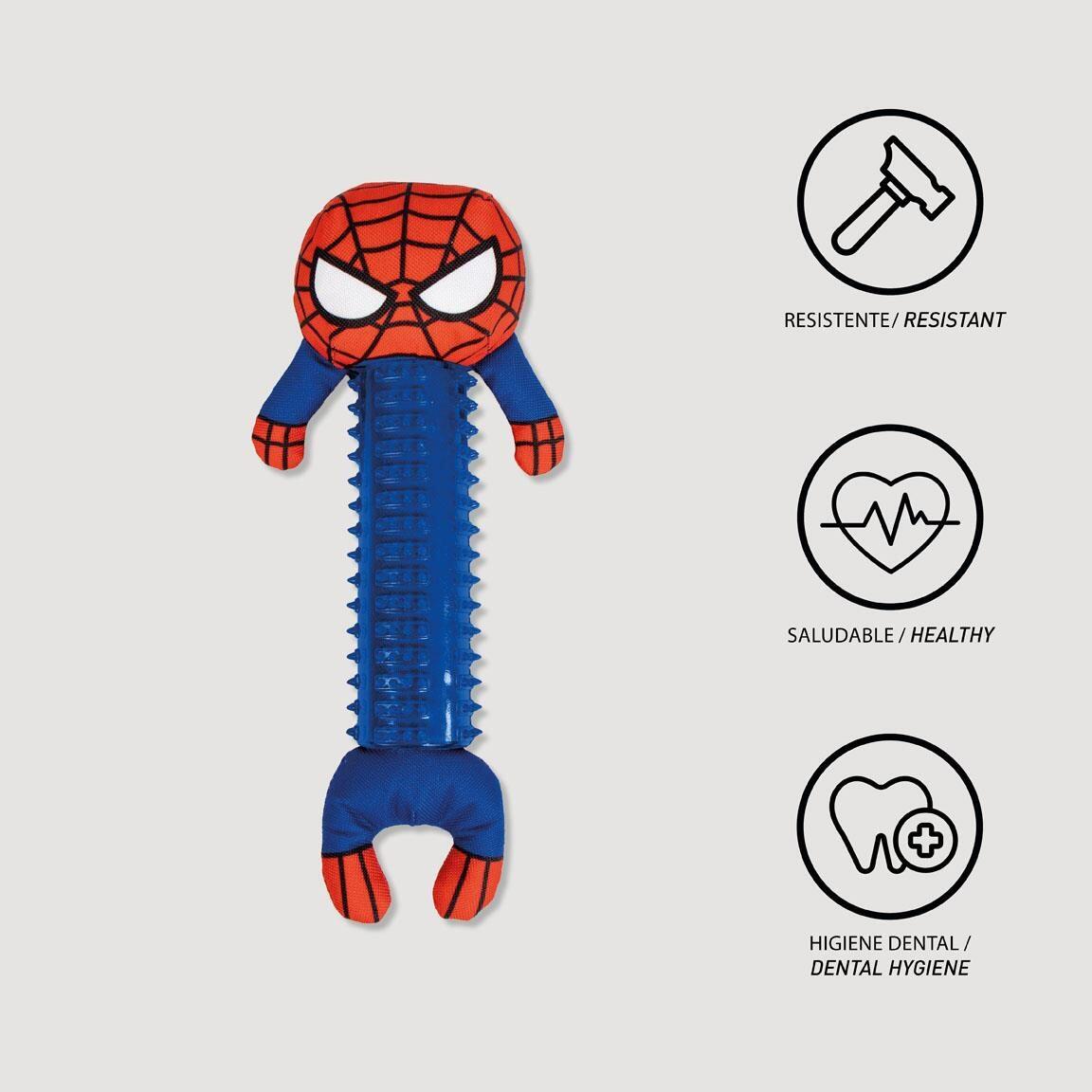 Jouet à mâcher Spiderman pour chien, en TPR texturé, bleu et rouge. 5/6