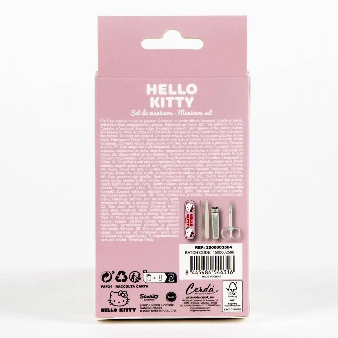Set de Manicura Infantil Hello Kitty con Estuche Metálico Rosa 5/5
