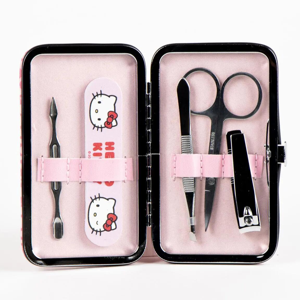 Set de Manicura Infantil Hello Kitty con Estuche Metálico Rosa 3/5