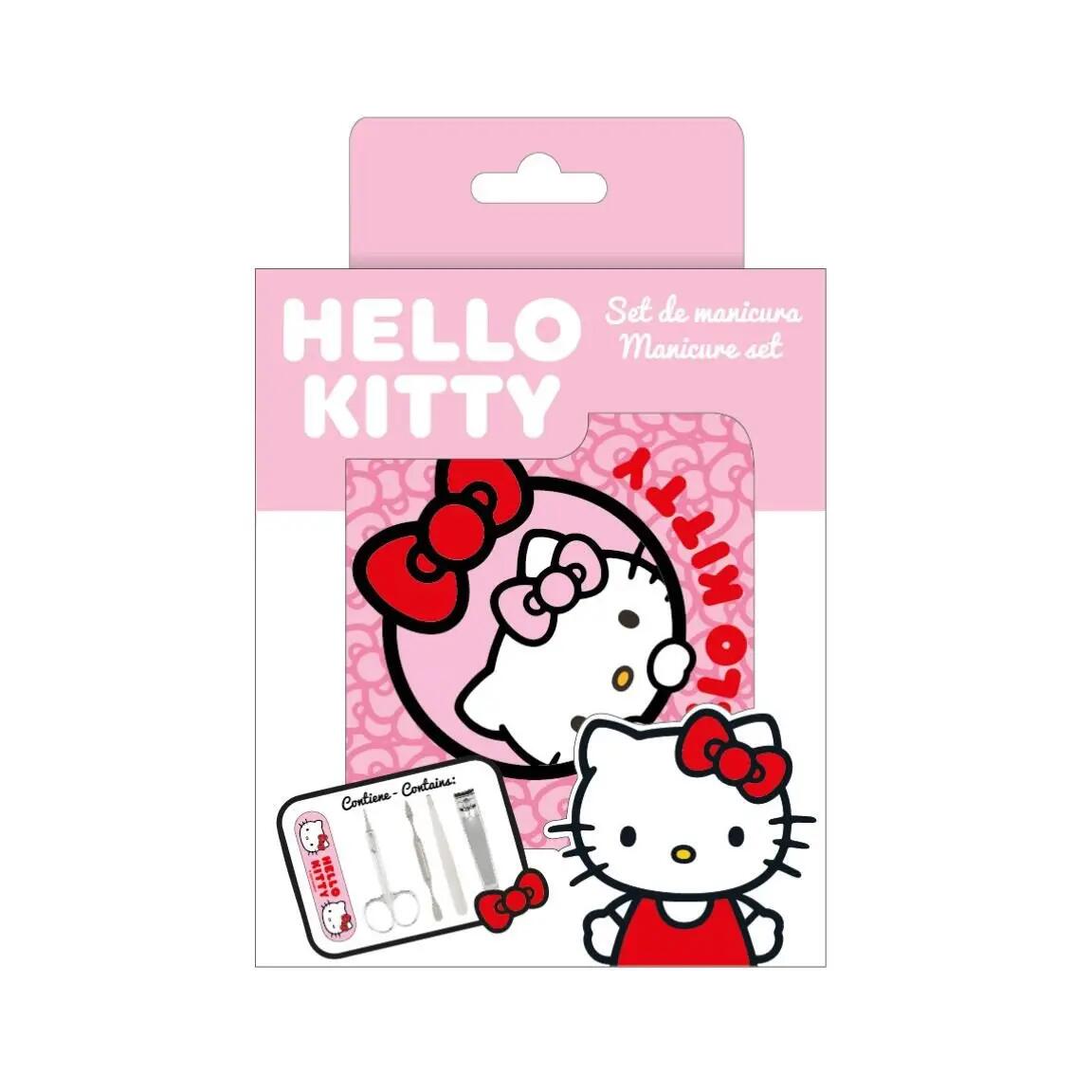 Set de Manicura Infantil Hello Kitty con Estuche Metálico Rosa 2/5