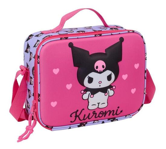 Sac isotherme Kuromi pour enfants, rose, avec bandoulière réglable et doublure