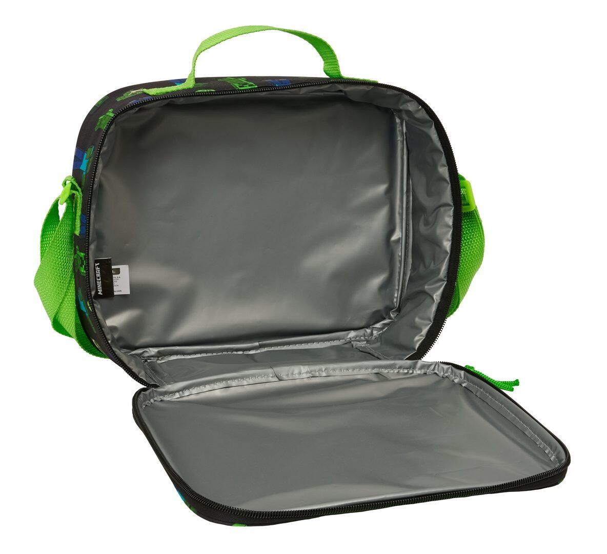 Mochila térmica infantil Minecraft 3D com alça de ombro ajustável, verde e 6/6