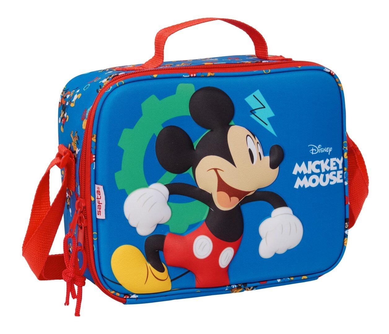 Bolsa Nevera Infantil Mickey Mouse 3D con Bandolera y Forro Aluminio Azul 1/4
