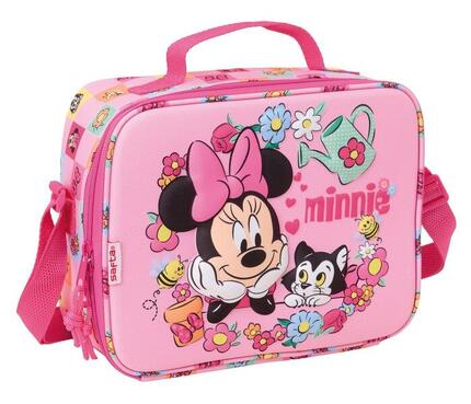 Sac isotherme 3D Minnie Mouse pour enfants avec bandoulière réglable - Rose