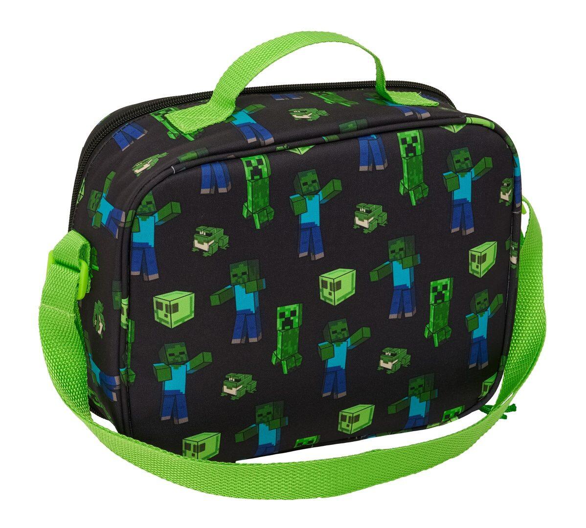 Mochila térmica infantil Minecraft 3D com alça de ombro ajustável, verde e 4/6