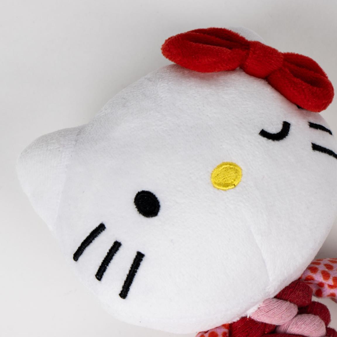 Corde dentaire pour chien Hello Kitty, en tissu tressé rouge et rose 4/4