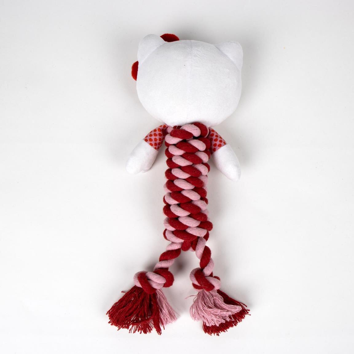 Corde dentaire pour chien Hello Kitty, en tissu tressé rouge et rose 2/4