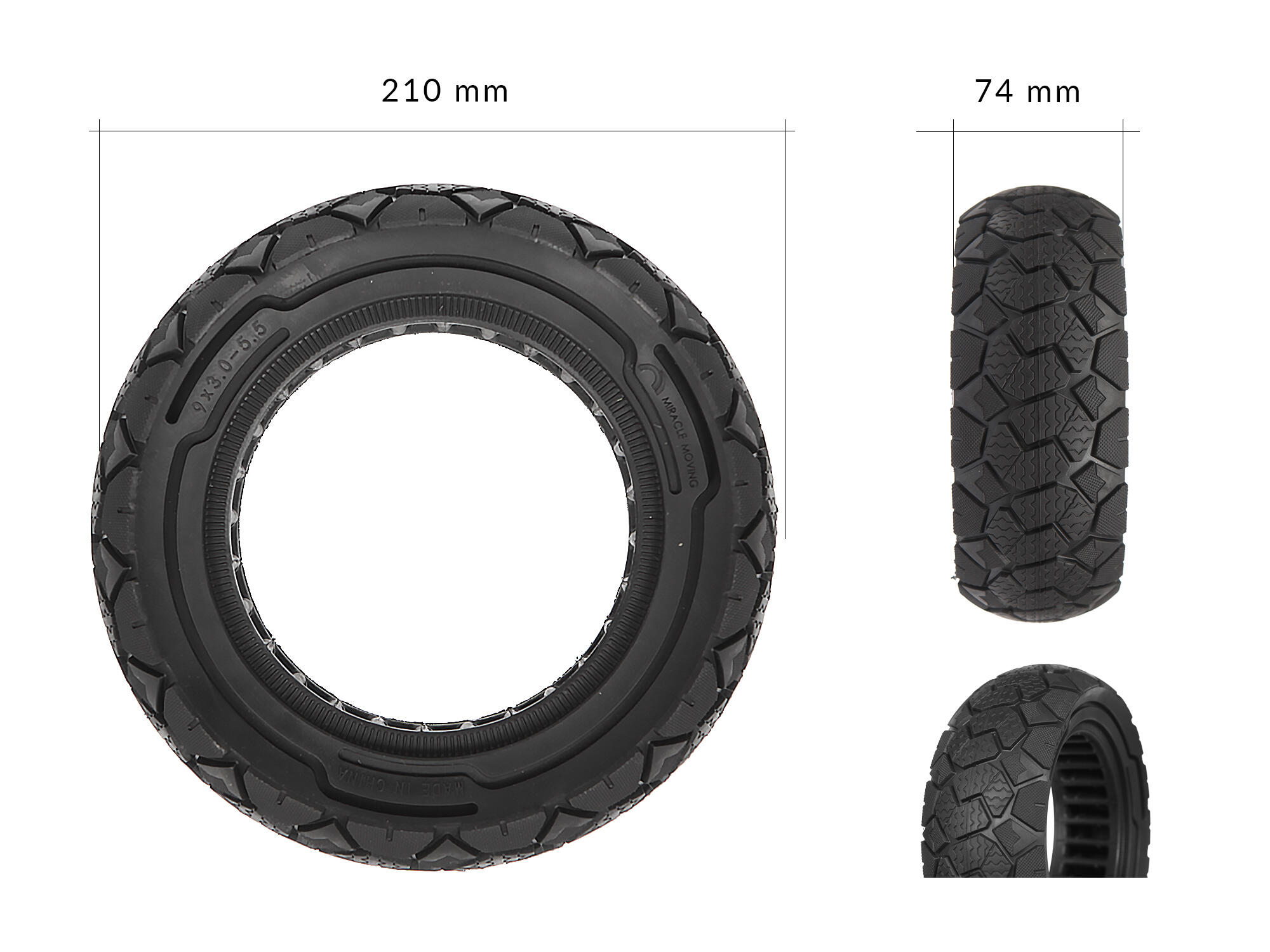 Opona bezdętkowa Pełna KuKirin G2 PRO 2024 terenowa 9x3.0-5.5 Poliuretanowa 2/5