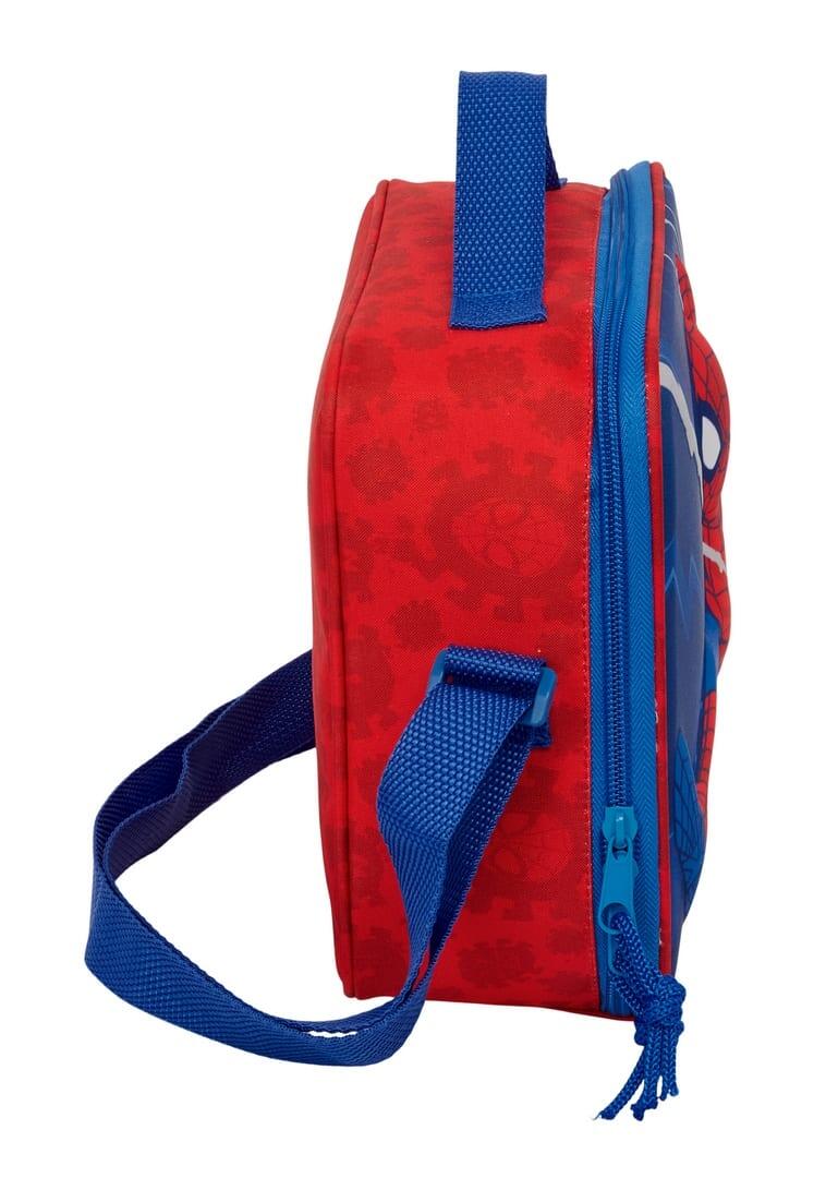 Sac à goûter Spiderman pour enfants, à double compartiment et poignées, noir 3/4