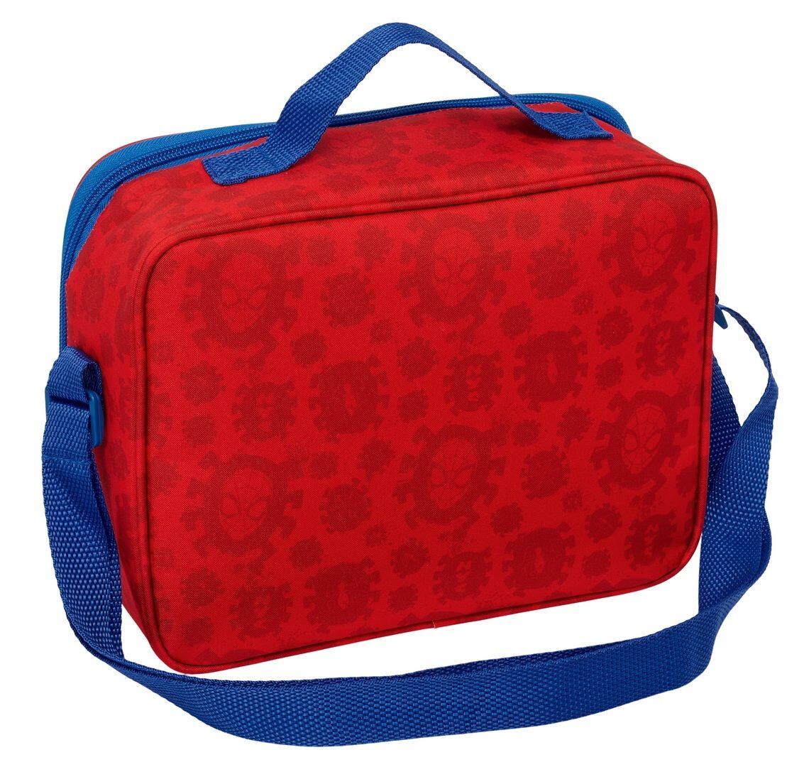 Sac à goûter Spiderman pour enfants, à double compartiment et poignées, noir 2/4
