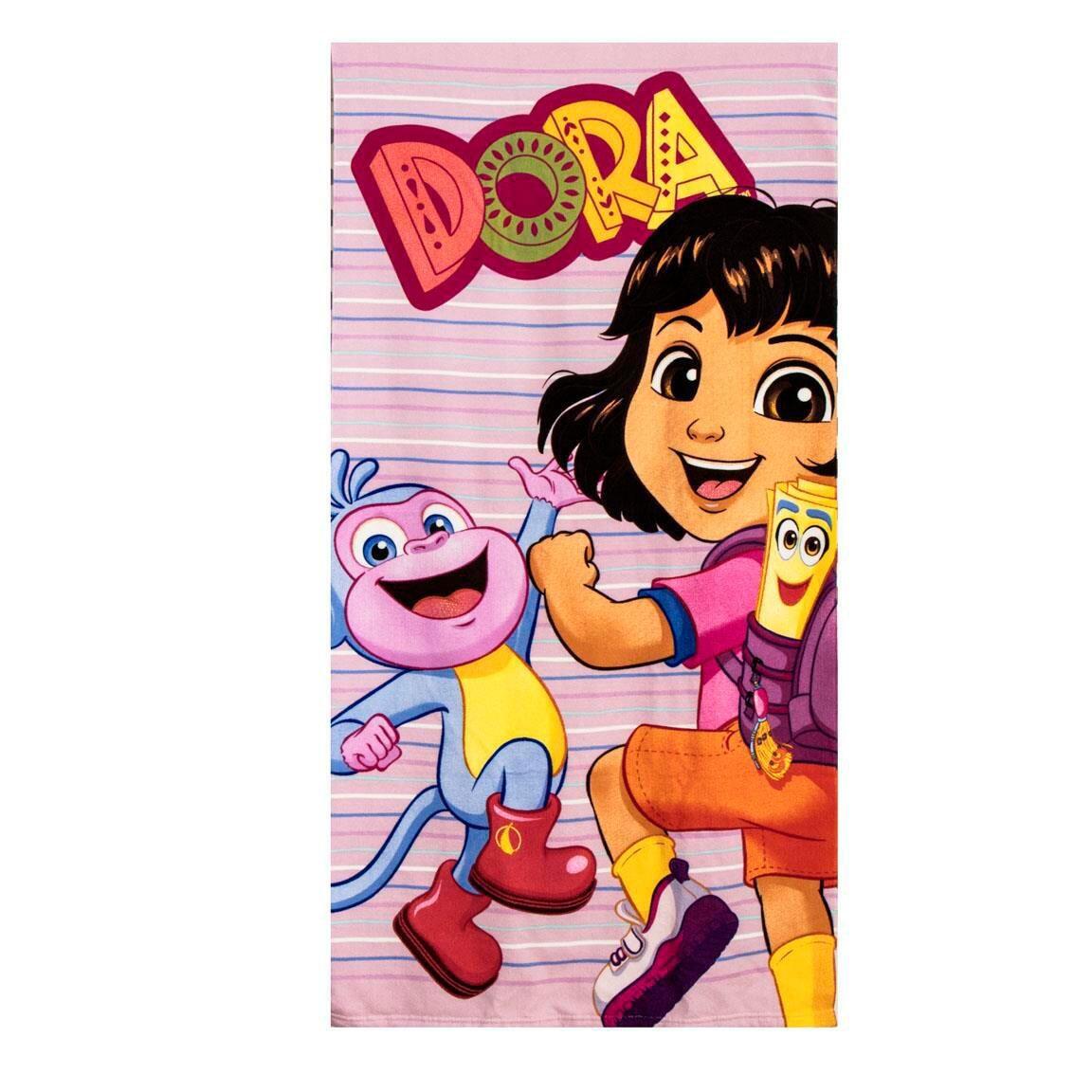 Set Infantil Dora la Exploradora con Toalla y Saquito de Playa Rosa 4/7