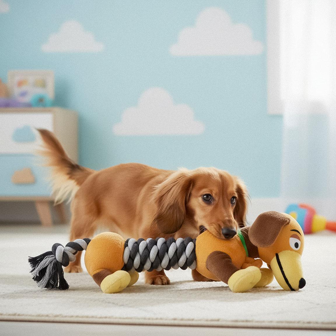 Jouet pour chien Toy Story, corde dentaire avec peluche, marron et gris 6/7