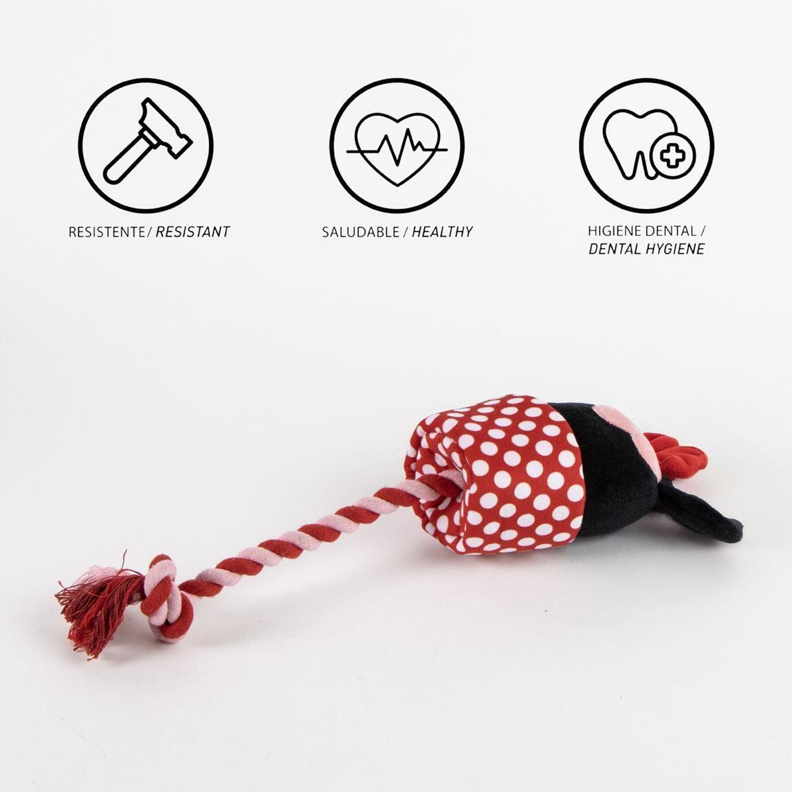 Jouet en corde pour chien Minnie Mouse, jouet en corde rouge et noire résistant 6/7