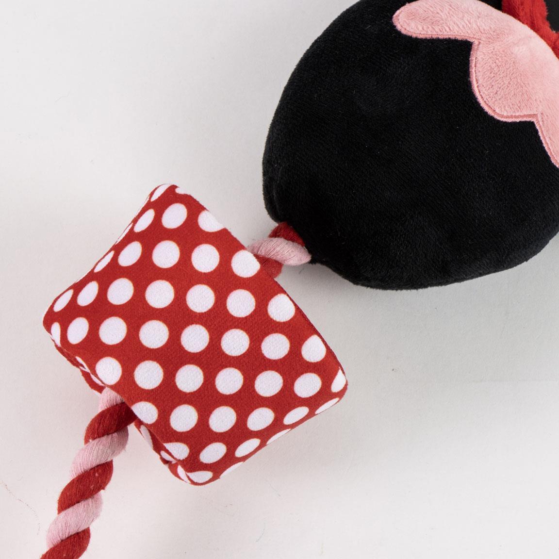 Jouet en corde pour chien Minnie Mouse, jouet en corde rouge et noire résistant 4/7