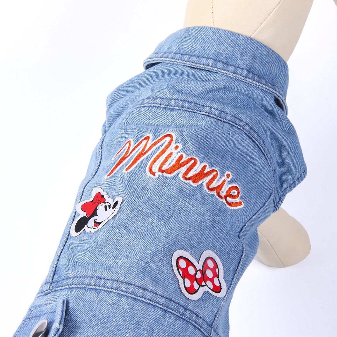 Veste en jean pour chien Minnie Mouse, tissu doux avec fermeture éclair bleue 5/7