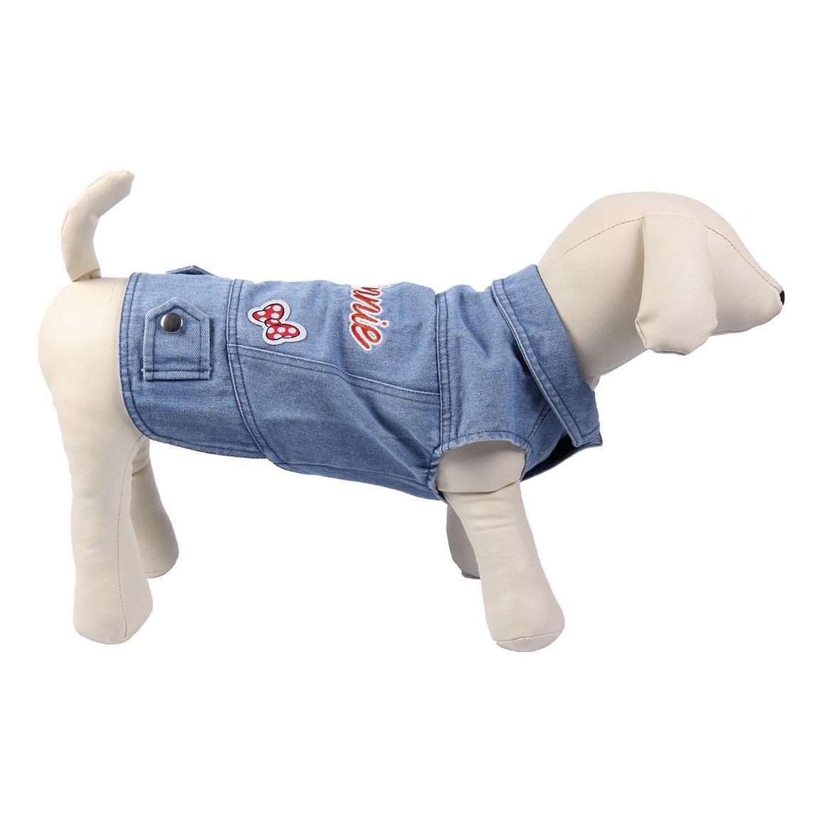 Veste en jean pour chien Minnie Mouse, tissu doux avec fermeture éclair bleue 4/7