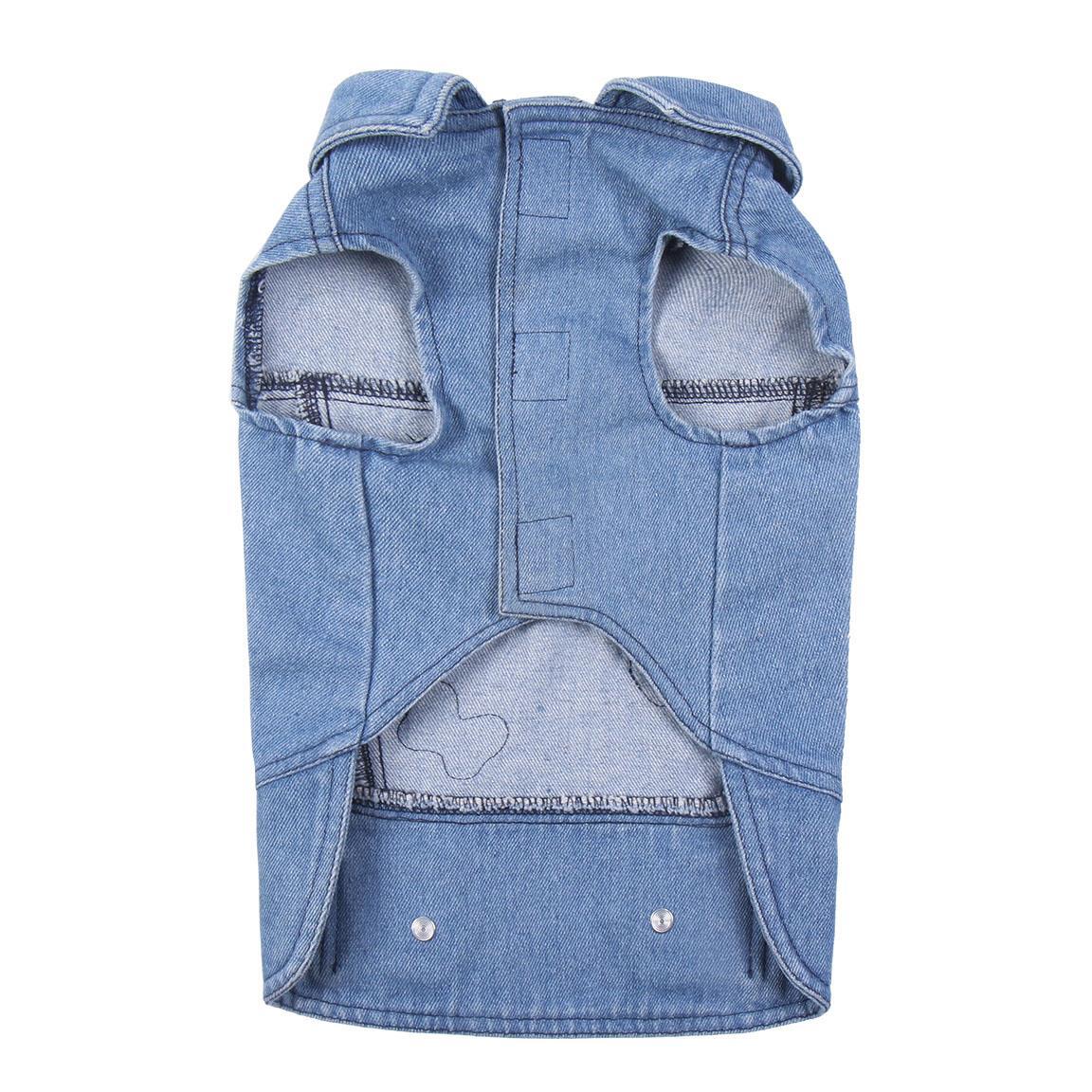Veste en jean pour chien Minnie Mouse, tissu doux avec fermeture éclair bleue 3/7